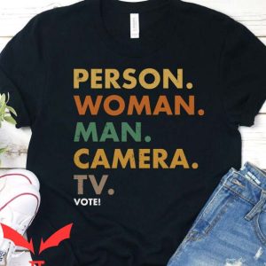 Man Woman Camera Person Tv T Shirt Person TV Vote Retro