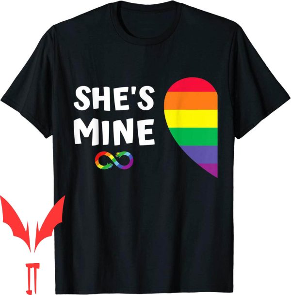 Shes Mine Hes Mine T-Shirt Matching Pride Lesbian Couples