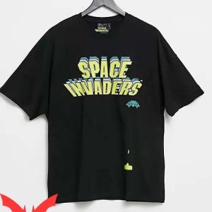 Space Invaders T Shirt Game Print In Black Tee Shirt