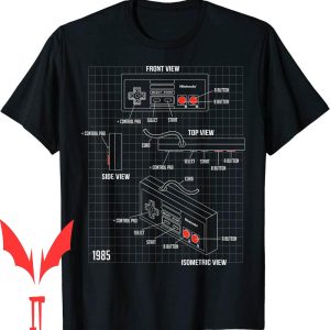 Tecmo Bowl T-Shirt Nintendo Controller Schematic Graphic