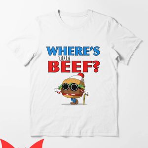 Where’s The Beef T-Shirt Hamburger Funny Vintage Quote Tee