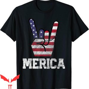 4th Of July T-Shirt Merica Rock Sign Vintage American Flag