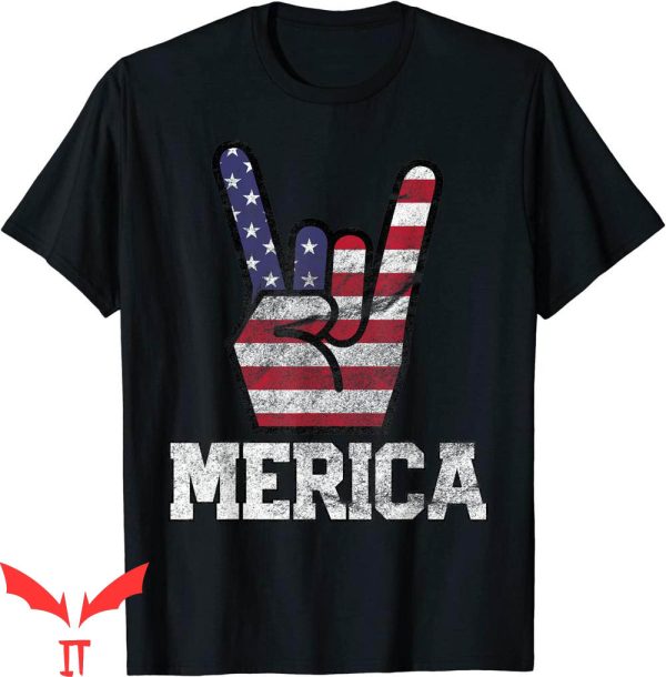 4th Of July T-Shirt Merica Rock Sign Vintage American Flag