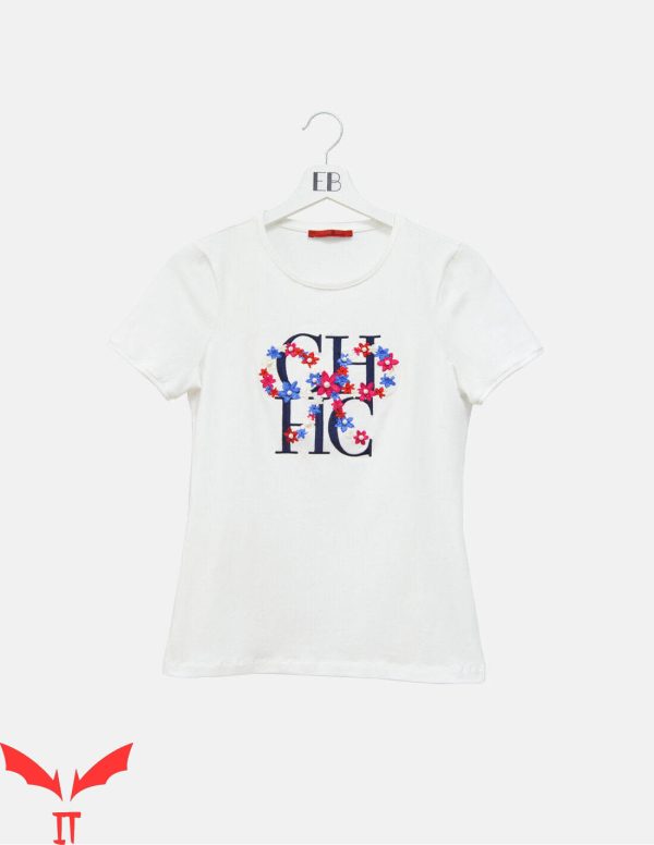 Carolina Herrera T-Shirt Flower Logo Trendy Luxury Brand