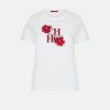 Carolina Herrera T-Shirt Vintage Red Flowers Logo Trendy