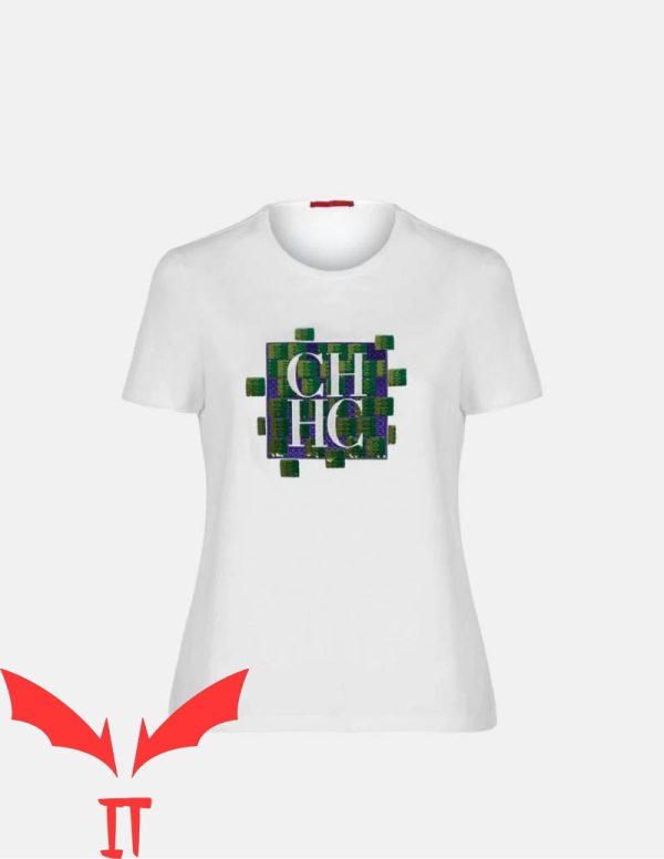 Carolina Herrera T-Shirt With Lilac And Green Sequins