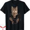 Cat Face T-Shirt Brown Cat Sits in Pocket Gifts