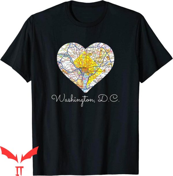 DC Urban Moms T-Shirt Heart Map Of Washington DC City