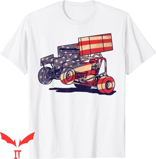 Dirt Track Racing T-Shirt Vintage Sprint Car American Flag