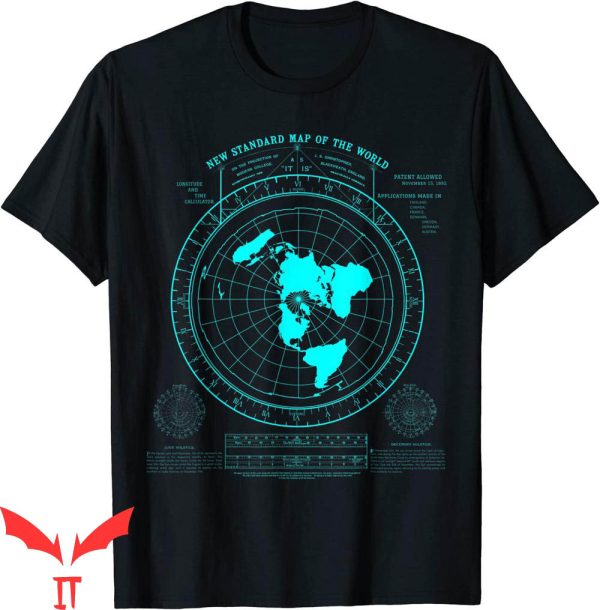 Flat Earth T-Shirt New Standard Map Of The World Tee