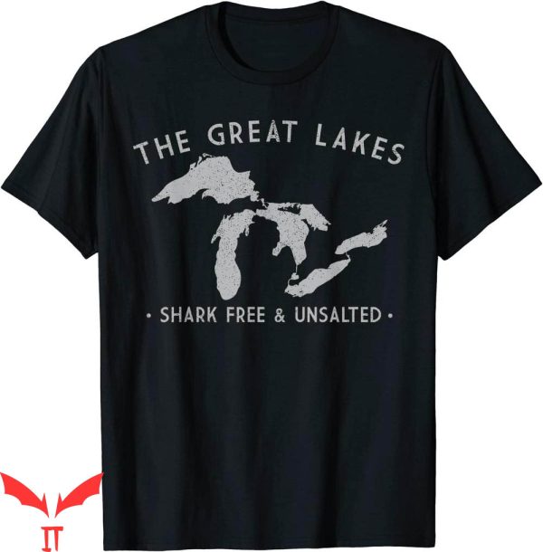 Great Lakes T-Shirt Shark Free And Unsalted Funny Vintage