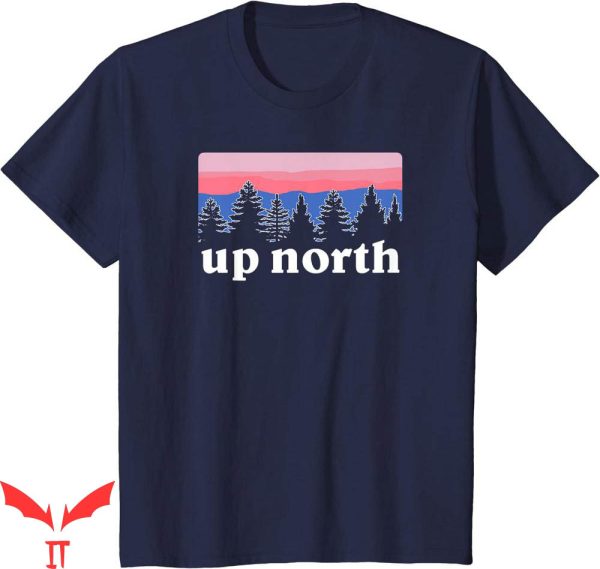 Great Lakes T-Shirt Up North Sunset Pine Tree Life Nature