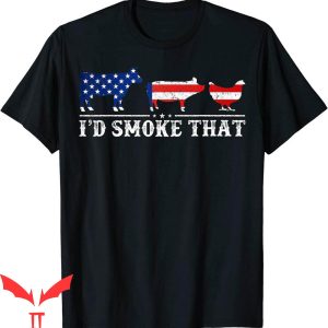 I’d Smoke That T-Shirt Funny Retro BBQ Party Grill Smoker