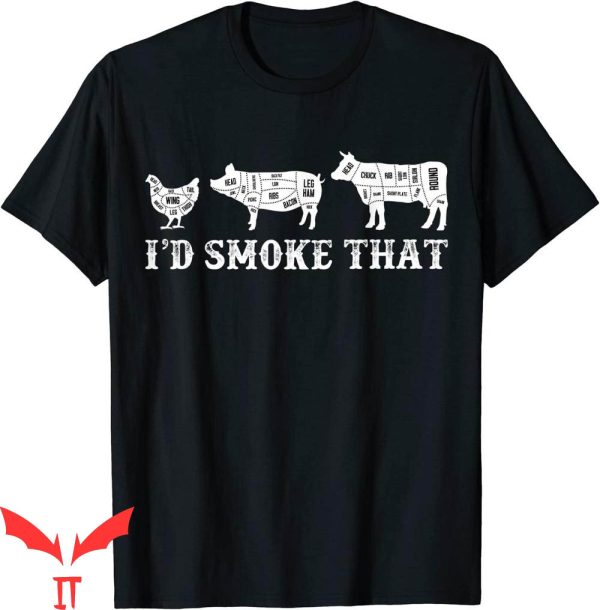 I’d Smoke That T-Shirt Funny Retro Grilling BBQ Smoker Chef