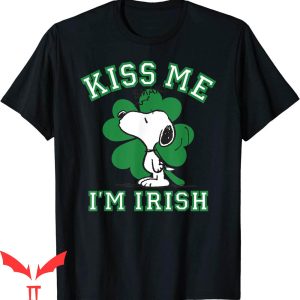 Kiss Me I’m Irish T-Shirt Peanuts Snoopy Clover Tee