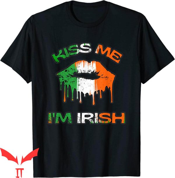 Kiss Me I’m Irish T-Shirt Vintage Lips Retro St Patricks Day