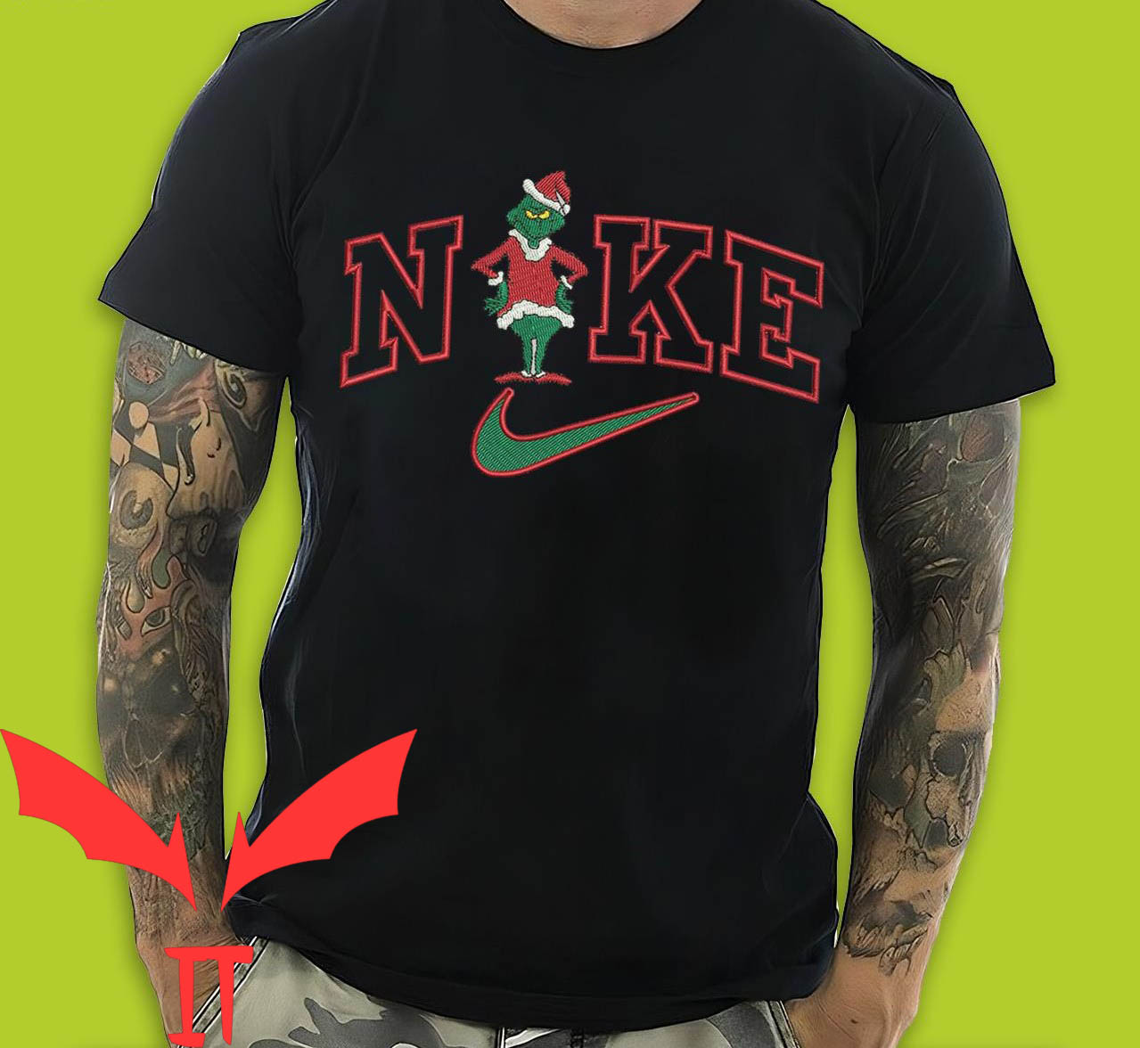 Nike Grinch T-Shirt Festive Funny Xmas Santa Grinch Vintage