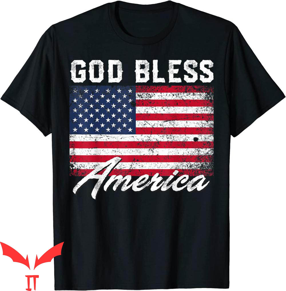 Patriotic T-Shirt God Bless America USA Flag 4th Of July