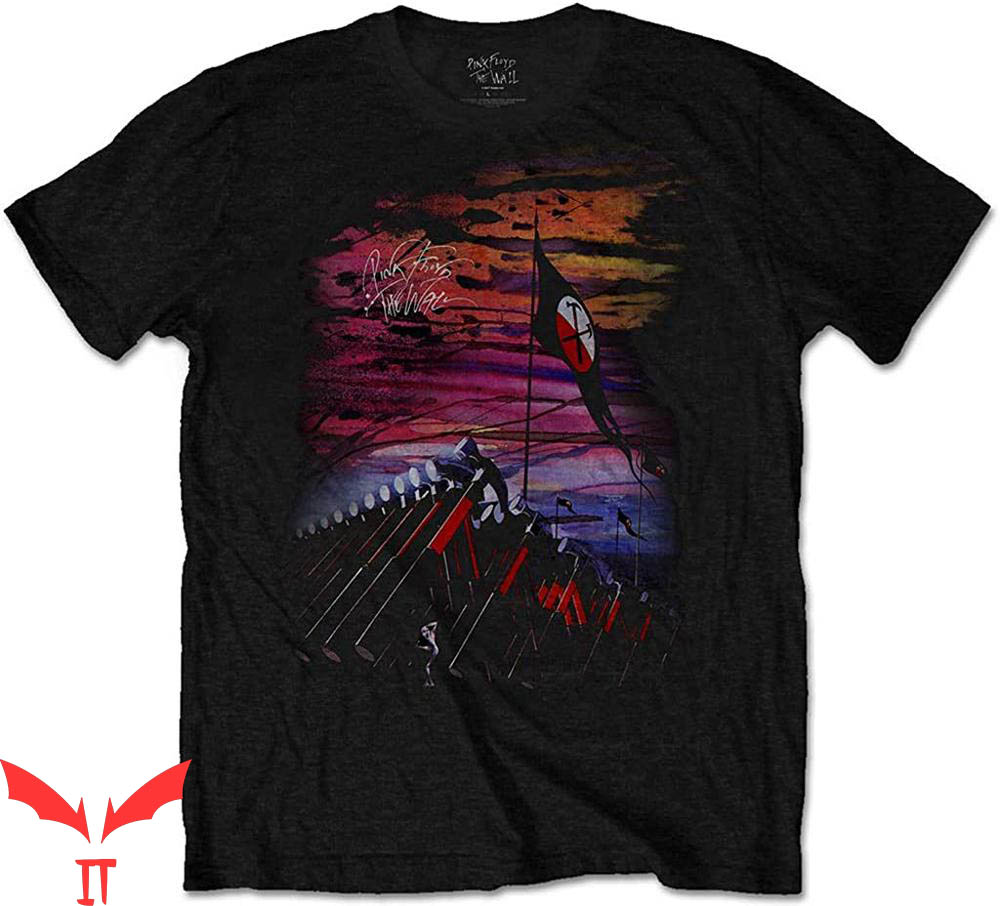 Pink Floyd The Wall T-Shirt The Wall Flag And Hammers Pink Floyd The Wall T-Shirt The Wall Flag And Hammers