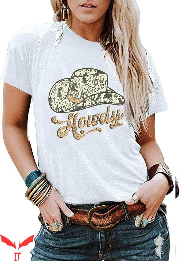 Reverse Cowgirl T-shirt Country Rodeo Western Hat Leopard