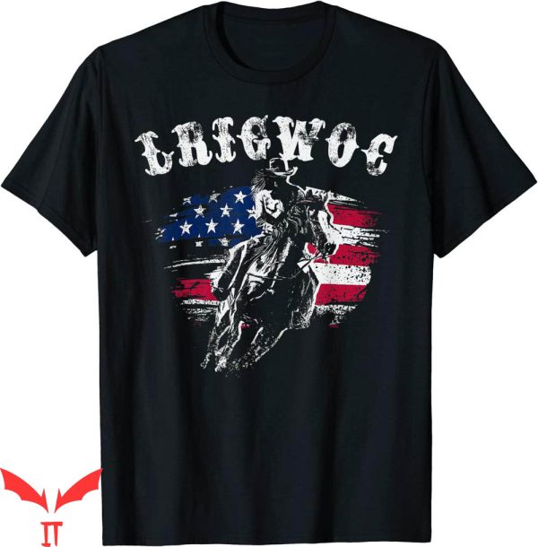 Reverse Cowgirl T-shirt Cowgirl Riding Horse American Flag
