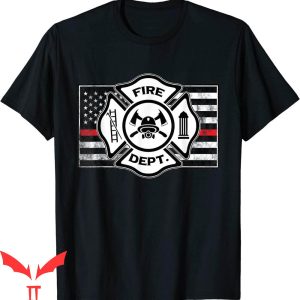 Thin Red Line T-Shirt Fire Badge Firefighter 4th Of July USA