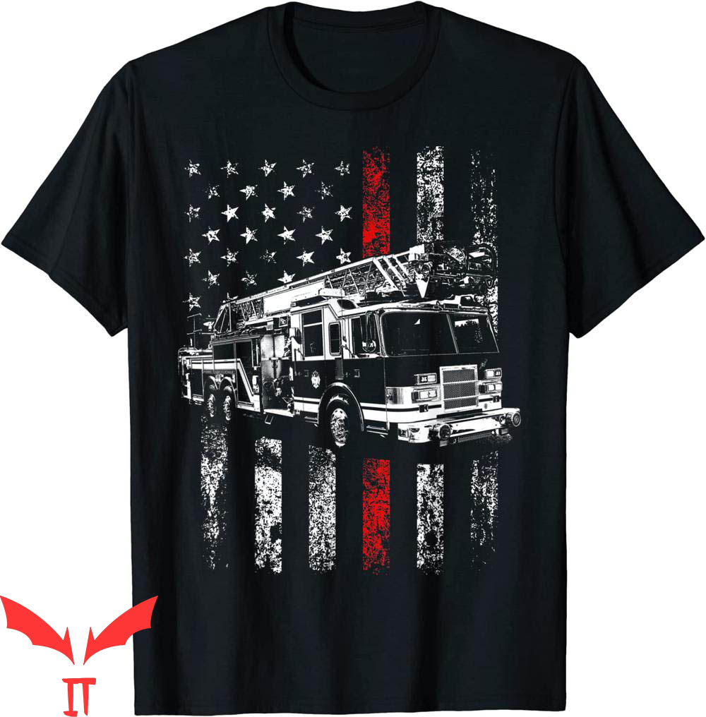Thin Red Line T-Shirt Fireman American Flag Firefighter