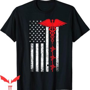 Thin Red Line T-Shirt USA Flag Nurse 4th Of July USA