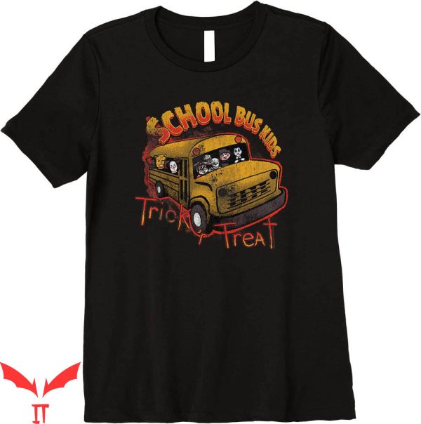 Trick R Treat T-shirt Scary Holloween School Bus Kids Boo