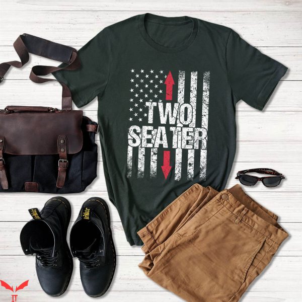 Two Seater T-shirt American Flag Retro Funny Joke Too Fat