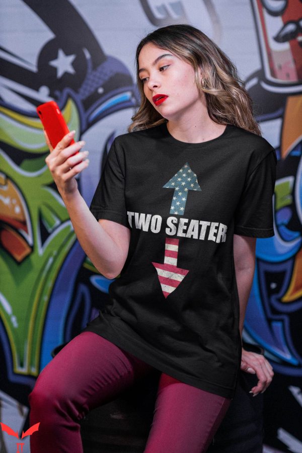 Two Seater T-shirt Funny Joke American Flag Becoming Too Fat