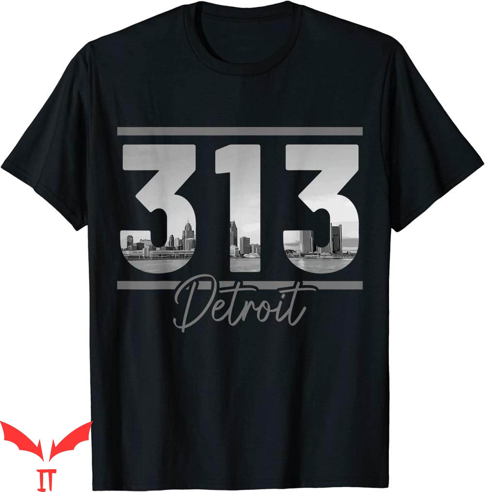 Vintage Michigan T-Shirt Detroit 313 Area Code Skyline Vintage Michigan T-Shirt Detroit 313 Area Code Skyline