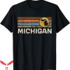 Vintage Michigan T-Shirt Graphic US State Map Retro Stripes
