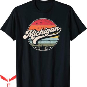 Vintage Michigan T-Shirt Retro Home State Cool Style Sunset
