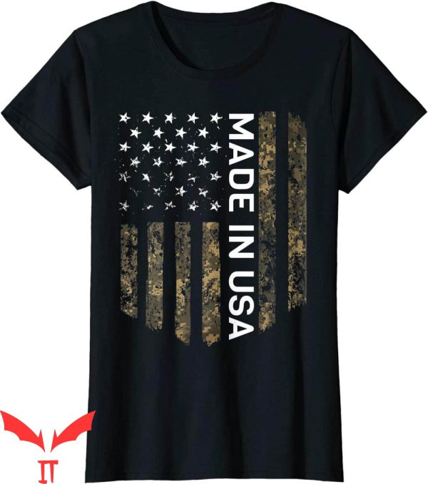 Women’s Patriotic Made In USA T-Shirt American Flag Camo