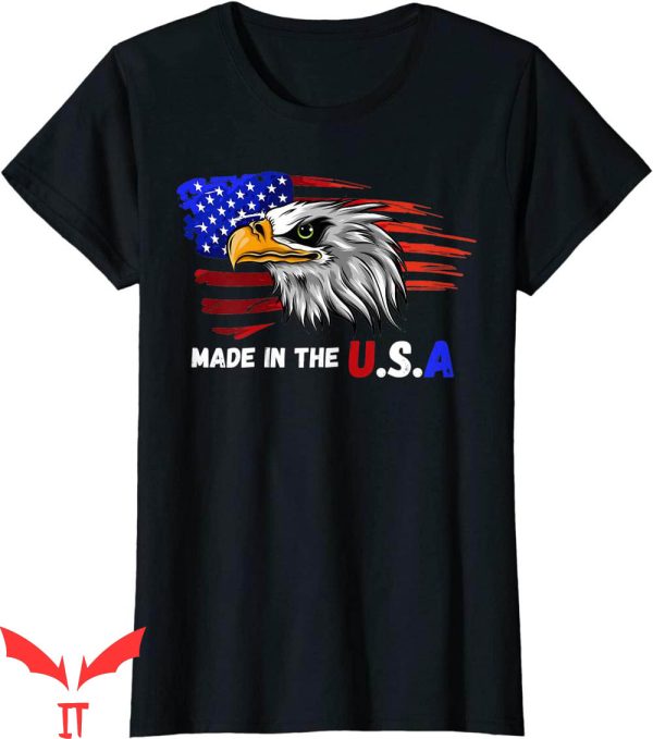 Women’s Patriotic Made In USA T-Shirt Bald Eagle Flag Tattoo