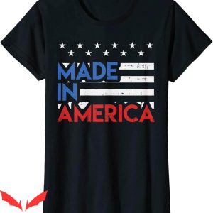 Women’s Patriotic Made In USA T-Shirt Pride Cute Born In USA