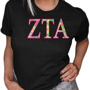Zeta Tau Alpha T-Shirt Alpha ZTA Flower Garden Lettered