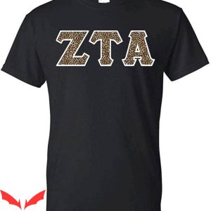 Zeta Tau Alpha T-Shirt Tau Alpha Cheetah Print Lettered