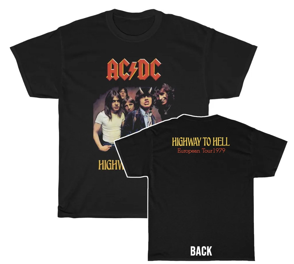 ACDC 1979 Highway To Hell Album Cover Tour Shirt ACDC 1979 Highway To Hell Album Cover Tour Shirt