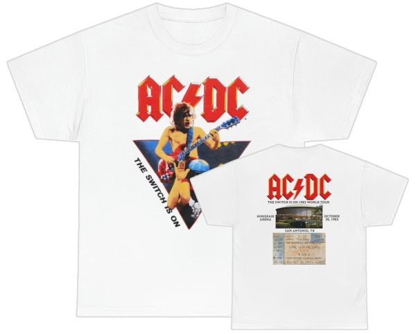 ACDC 1983 The Switch Is On World Tour Hemisfair Arena Sept 28 Custom Concert Ticket Shirt