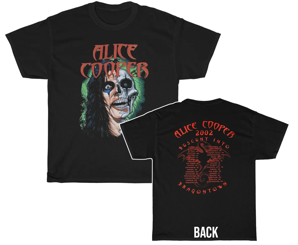 Alice Cooper 2002 Descent Into Dragontown Tour Shirt Alice Cooper 2002 Descent Into Dragontown Tour Shirt