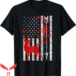 Bow Hunter T-Shirt Hunting Deer Flag Big Game Funny