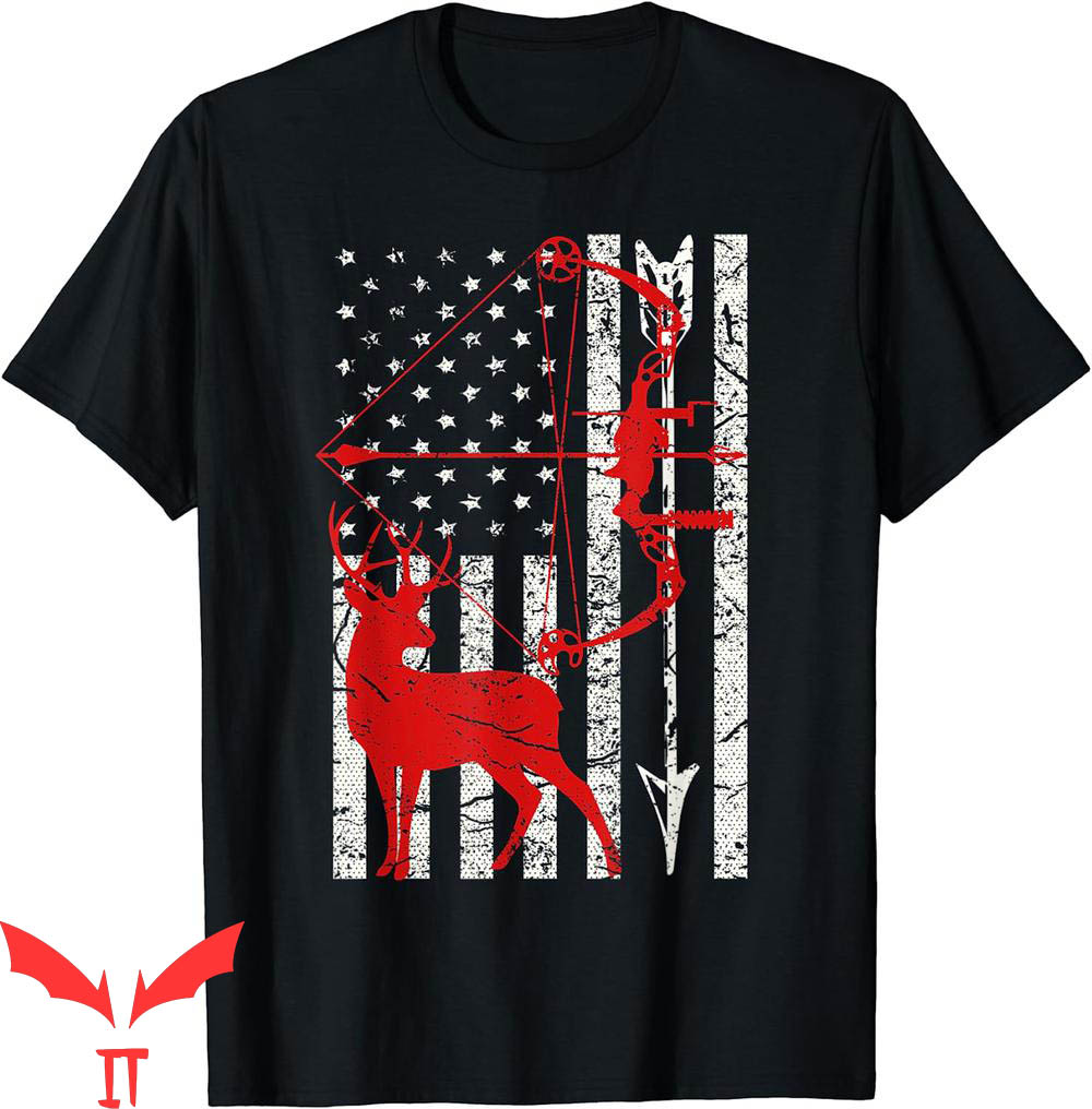 Bow Hunter T-Shirt Hunting Deer Flag Big Game Funny Bow Hunter T-Shirt Hunting Deer Flag Big Game Funny