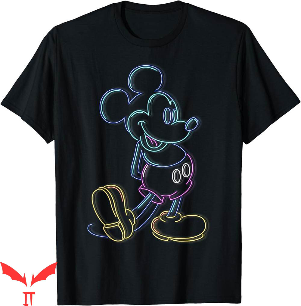Disney 2023 T-Shirt Mickey Friends Mouse Neon Line Portrait Disney 2023 T-Shirt Mickey Friends Mouse Neon Line Portrait