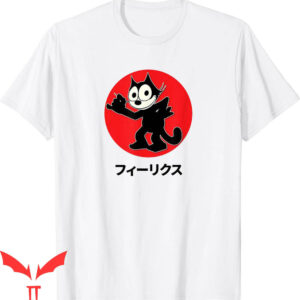 Felix The Cat T-Shirt Cartoon Cool Katakana Japanese Writing