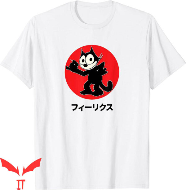 Felix The Cat T-Shirt Cartoon Cool Katakana Japanese Writing