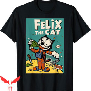 Felix The Cat T-Shirt Eats Moon Pie Vintage Cartoon Retro