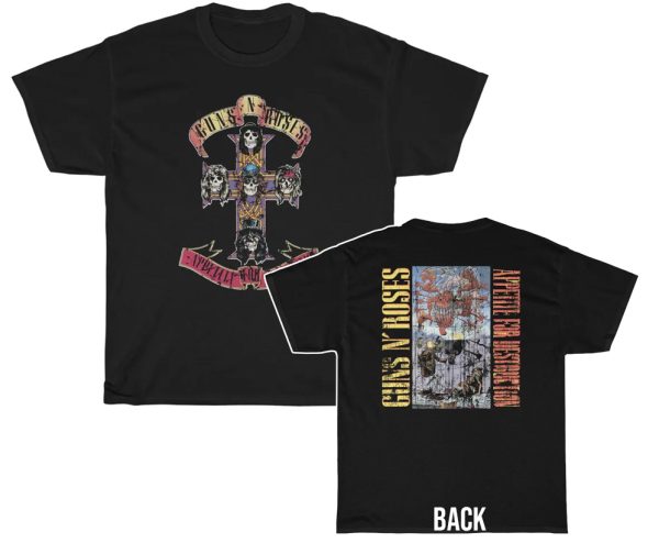 Guns N Roses Appetite For Destruction Both Covers Shirt – Distressed &amp Faded Effect
