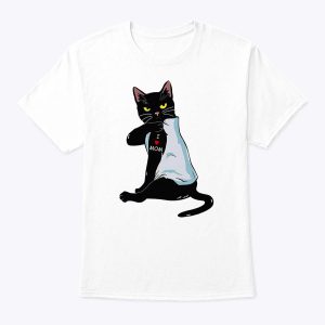 I Love Mom Black Cat Tattoo Funny Mother's Day Animal Tees T-Shirt